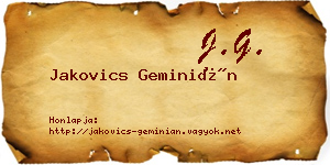 Jakovics Geminián névjegykártya